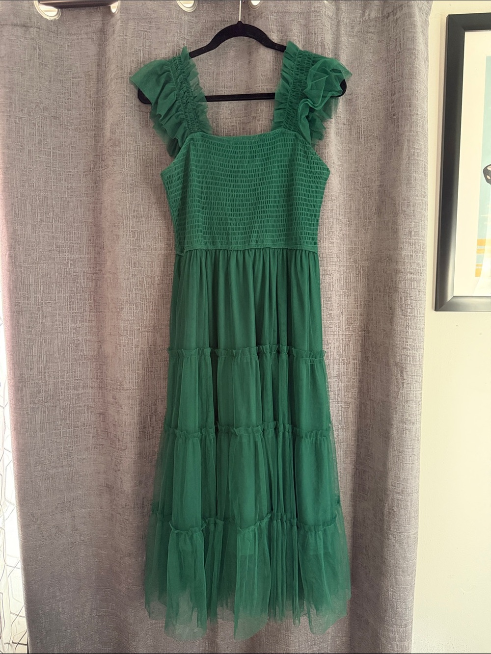PrettyGarden Women’s Summer Tulle Midi Dress Sleeveless Smocked Ruffle Flowy
